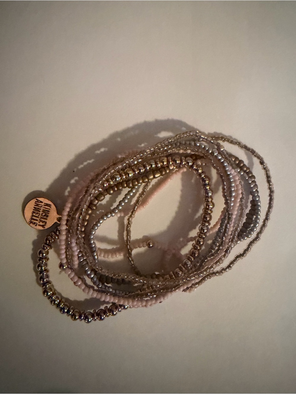 Kinsley Armelle Light Pink and Gold Multi-Strand Beaded  Bracelet Set